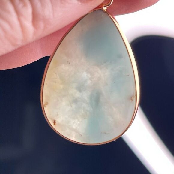 Amazonite gold tone raindrop pendant wrapped 1.5” gold tone stainless steel - Picture 5 of 9